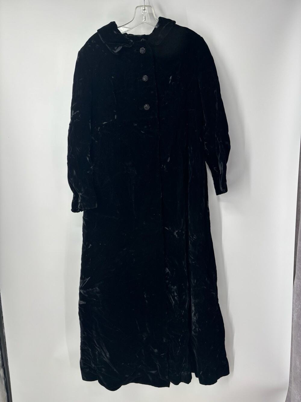 Vintage 1920s 30s Opera Coat Black Velvet Evening Floor Length Victorian No Size